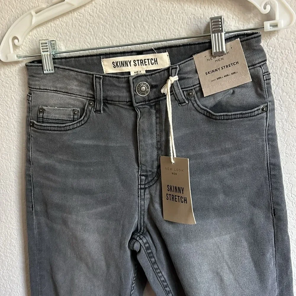 New Look Men skinny stretch jeans black 30R /32 NWT